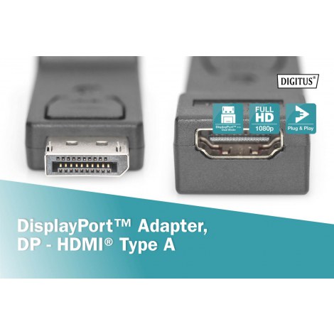 Digitus | Female | 19 pin HDMI Type A | Male | 20 pin DisplayPort | Black - 6